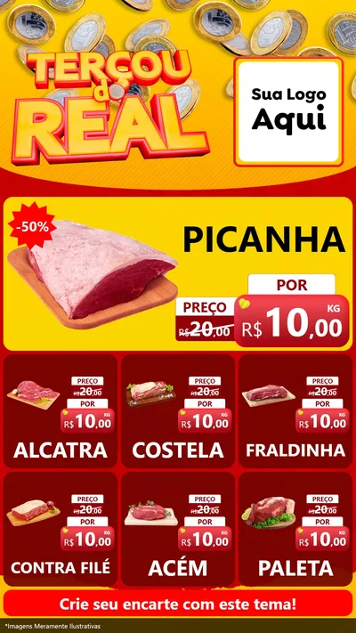 Modelo de Rede Social para Stories com o tema Terçou do Real para Açougue