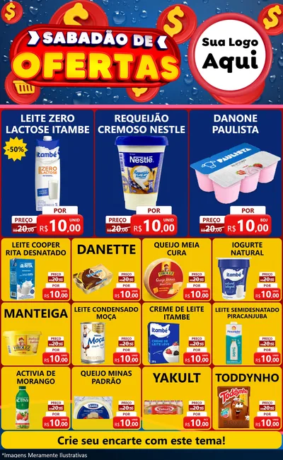 Modelo de Encarte para Encarte Grande com o tema Sabadão de Ofertas para Frios e Laticínios