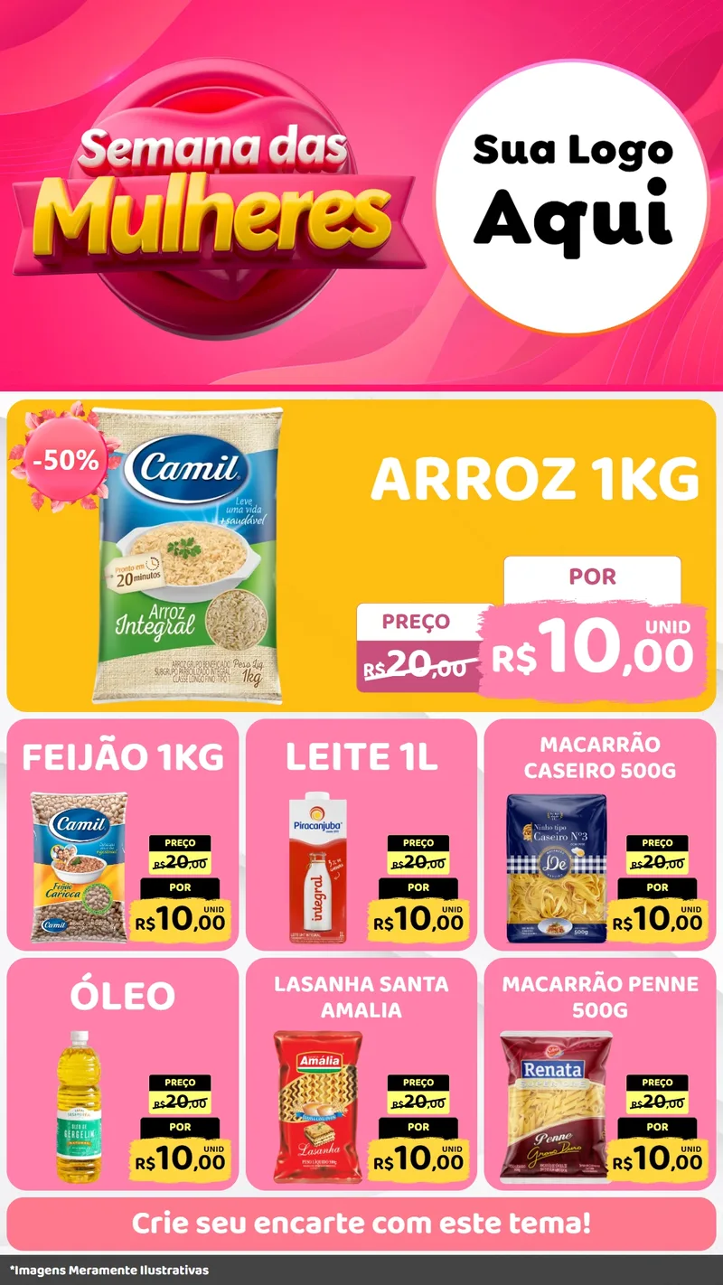 Modelo de Rede Social para Stories com o tema Semana das Mulheres para Supermercado