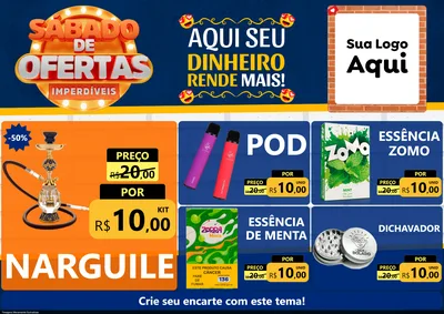 Modelo de Encarte para Encarte A4 Horizontal com o tema Sábado de Ofertas Imperdíveis para Tabacaria