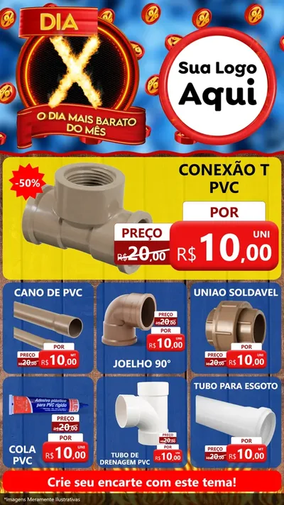 Modelo de Rede Social para Stories com o tema Dia X - O Dia Mais Barato Do Mês para Tubos e conexões