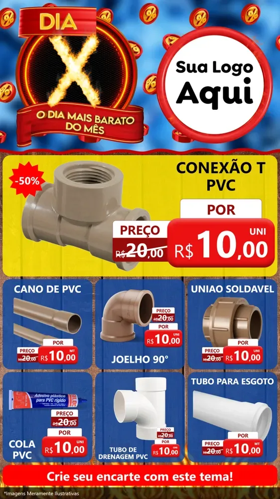 Modelo de Rede Social para Stories com o tema Dia X - O Dia Mais Barato Do Mês para Tubos e conexões