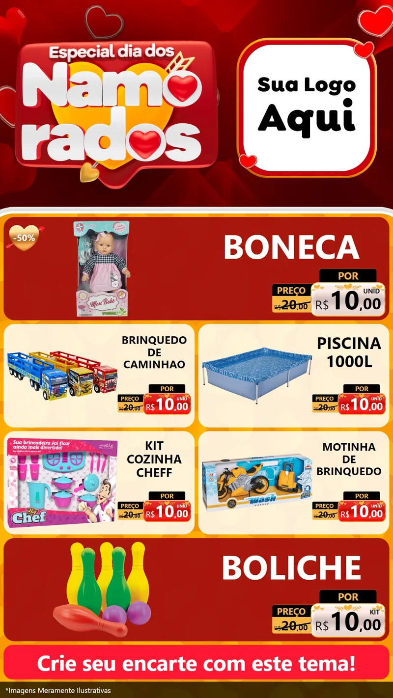 Modelo de TV para TV Vertical com o tema Especial Dia dos Namorados para Brinquedos