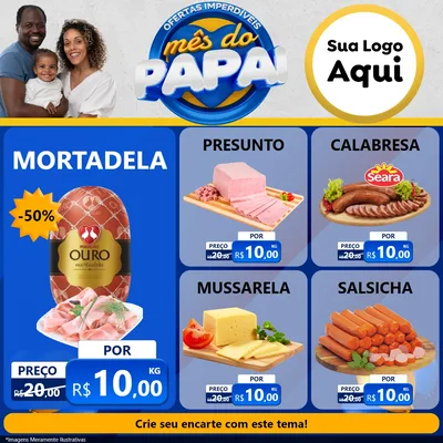 Modelo de Rede Social para Feed Facebook com o tema Ofertas Imperdíveis Mês Do Papai para Frios e Laticínios
