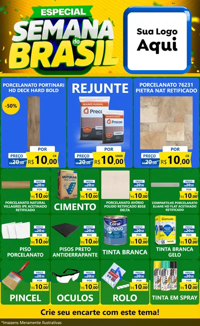 Modelo de Encarte para Encarte Grande com o tema Especial Semana do Brasil para Pisos e revestimentos