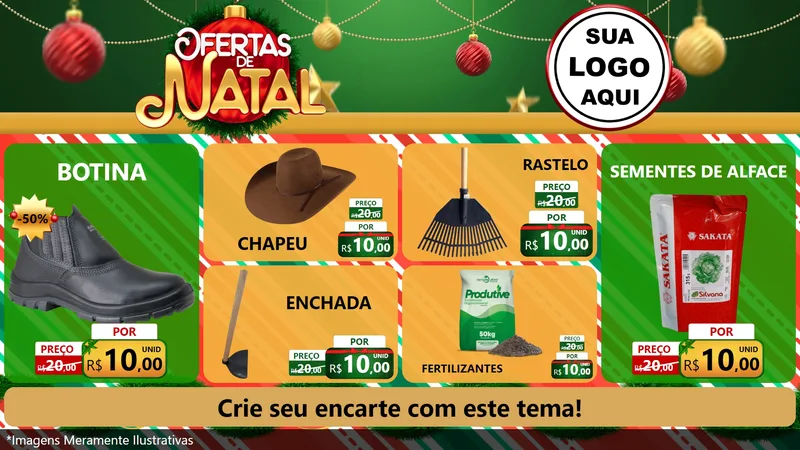 Modelo de TV para TV Horizontal com o tema Ofertas de Natal para Agropecuária