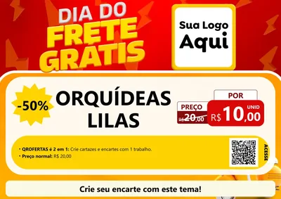 Modelo de Cartaz para Cartaz A4 Horizontal com o tema Dia do Frete Grátis para Floricultura e jardim