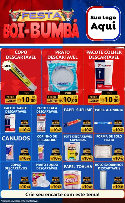 Modelo de Encarte para Encarte Grande com o tema Festa Boi Bumbá para Embalagens