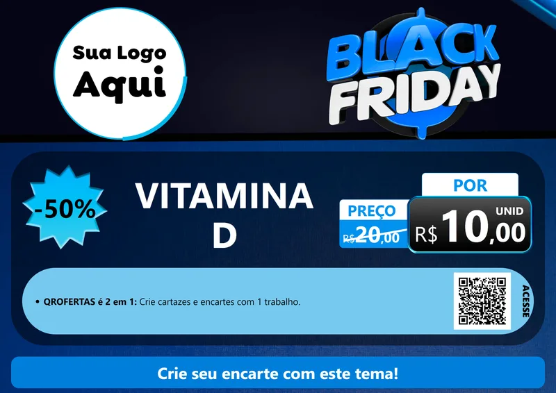 Modelo de Cartaz para Cartaz A4 Horizontal com o tema Black Friday para Farmácia