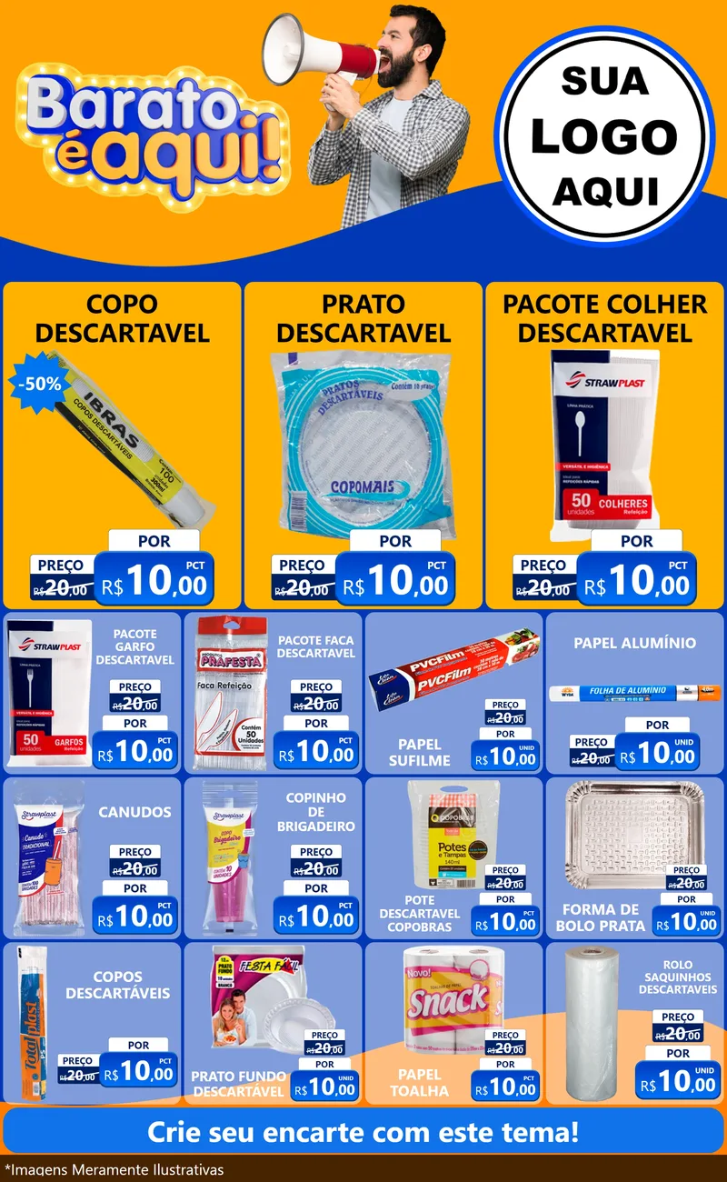 Modelo de Encarte para Encarte Grande com o tema Barato é aqui para Embalagens