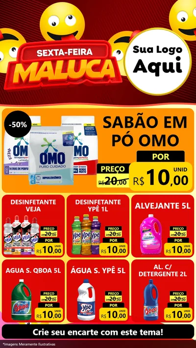 Modelo de Rede Social para Stories com o tema Sexta-feira Maluca para Produtos de Limpeza