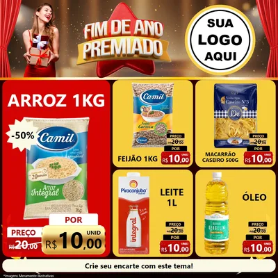 Modelo de Rede Social para Feed Facebook com o tema Fim de Ano Premiado para Supermercado
