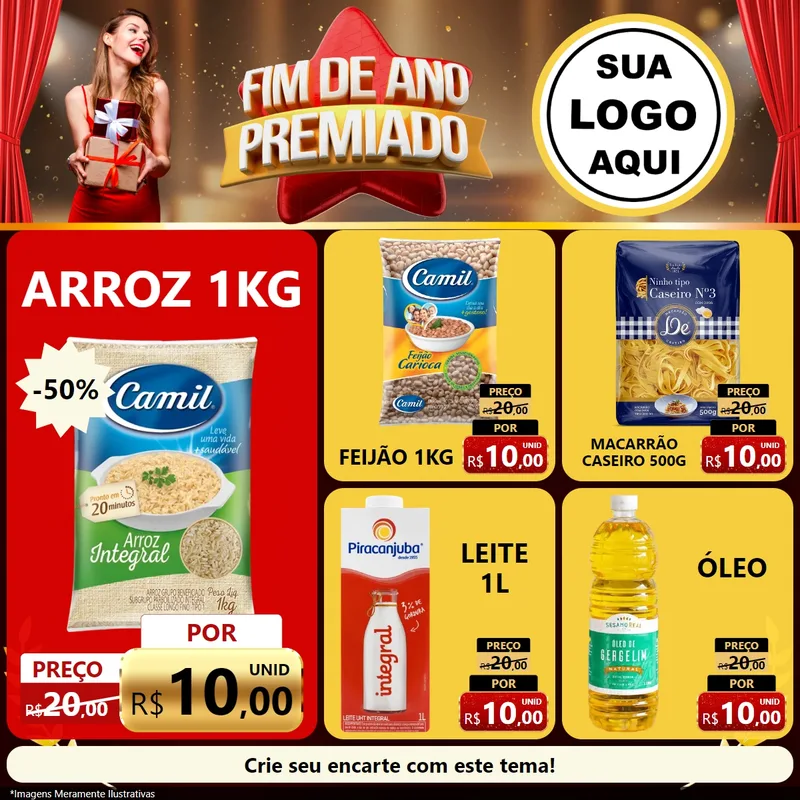Modelo de Rede Social para Feed Facebook com o tema Fim de Ano Premiado para Supermercado