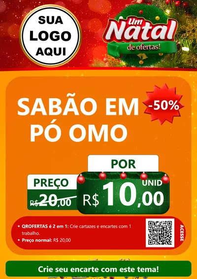Modelo de Cartaz para Cartaz A4 Vertical com o tema Um Natal de Ofertas para Produtos de Limpeza