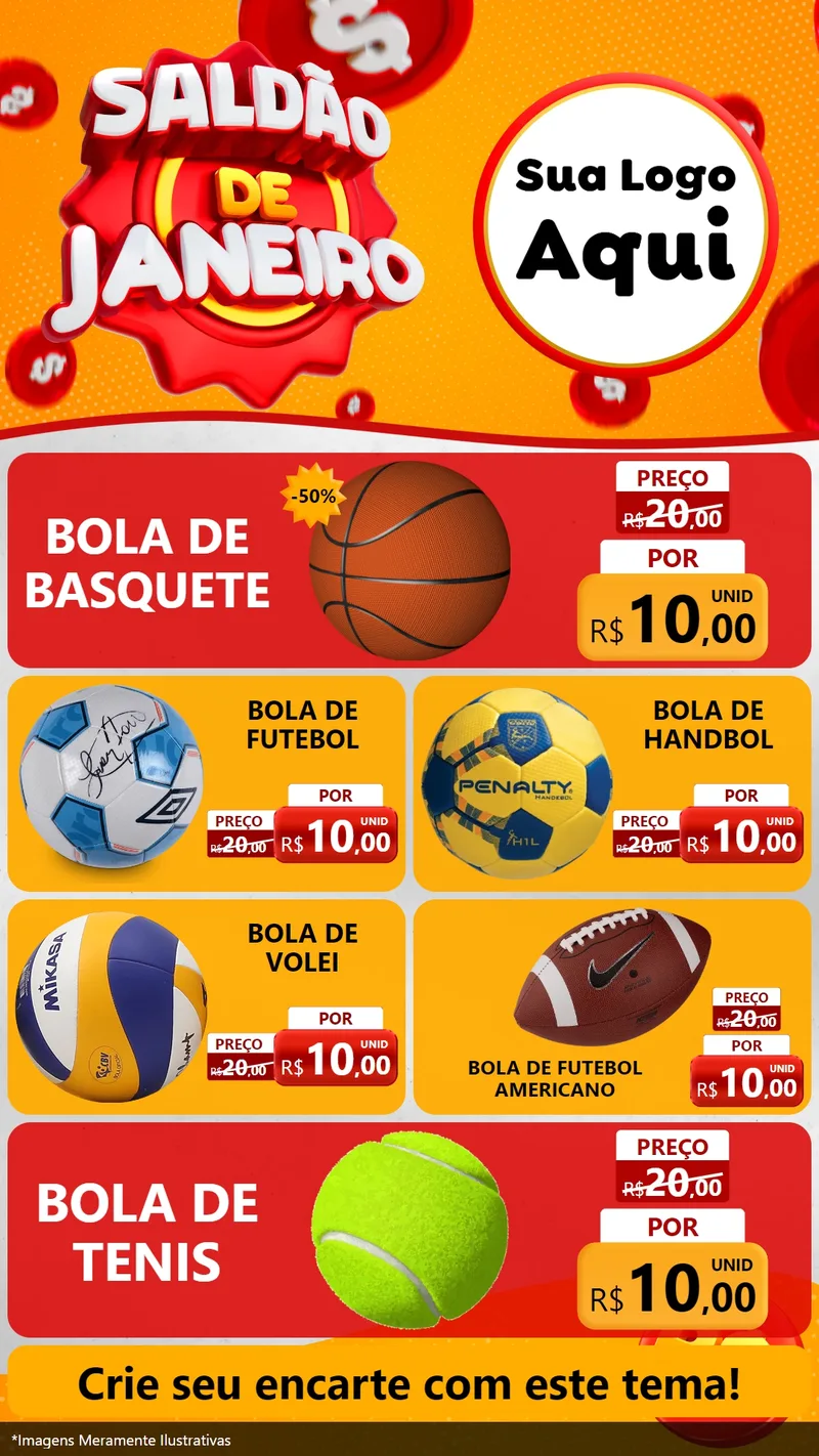 Modelo de TV para TV Vertical com o tema Saldão de Janeiro para Artigos Esportivos