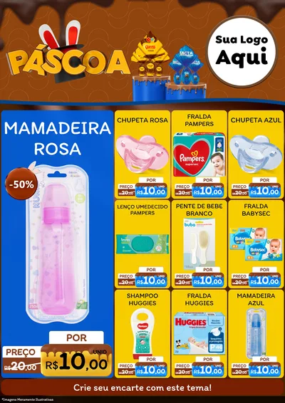 Modelo de Encarte para Encarte A4 Vertical com o tema Páscoa para Bebês