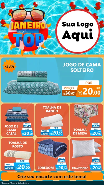 Modelo de Rede Social para Stories com o tema Janeiro Top para Cama, Mesa e Banho