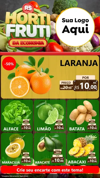 Modelo de Rede Social para Stories com o tema Hortifrúti da Economia para Hortifrúti