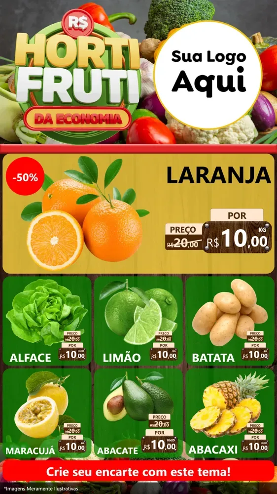 Modelo de Rede Social para Stories com o tema Hortifrúti da Economia para Hortifrúti
