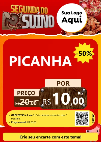 Modelo de Cartaz para Cartaz A4 Vertical com o tema Segunda do Suíno para Açougue