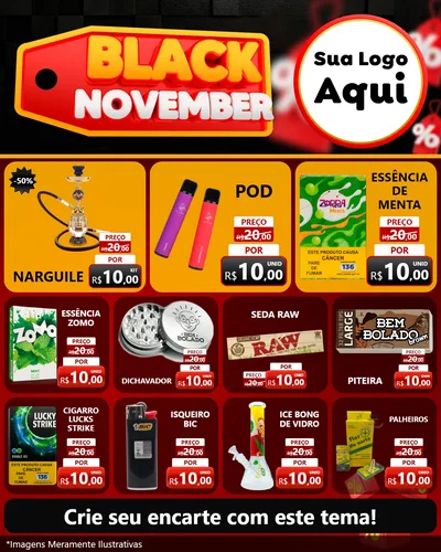 Modelo de Rede Social para Feed Instagram com o tema Black November para Tabacaria