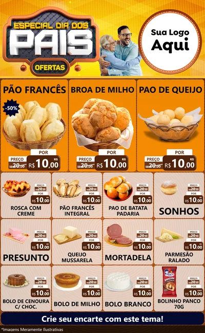 Modelo de Encarte para Encarte Grande com o tema Especial Dia dos Pais para Padaria