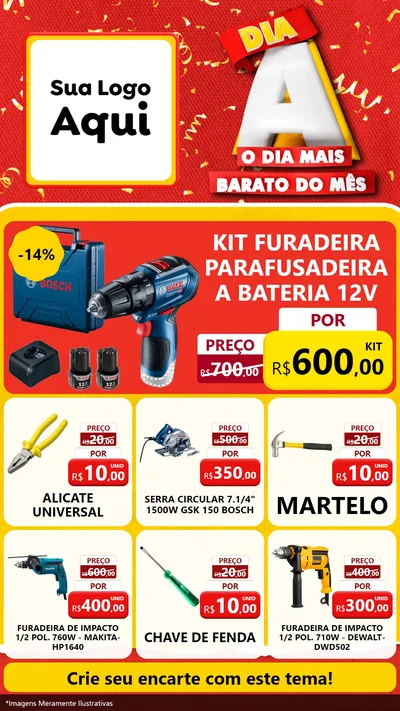 Modelo de Rede Social para Stories com o tema Dia A o Dia Mais Barato do Mês para Maquinas e Ferramentas