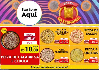 Modelo de Encarte para Encarte A4 Horizontal com o tema Sexta da Economia para Pizzaria