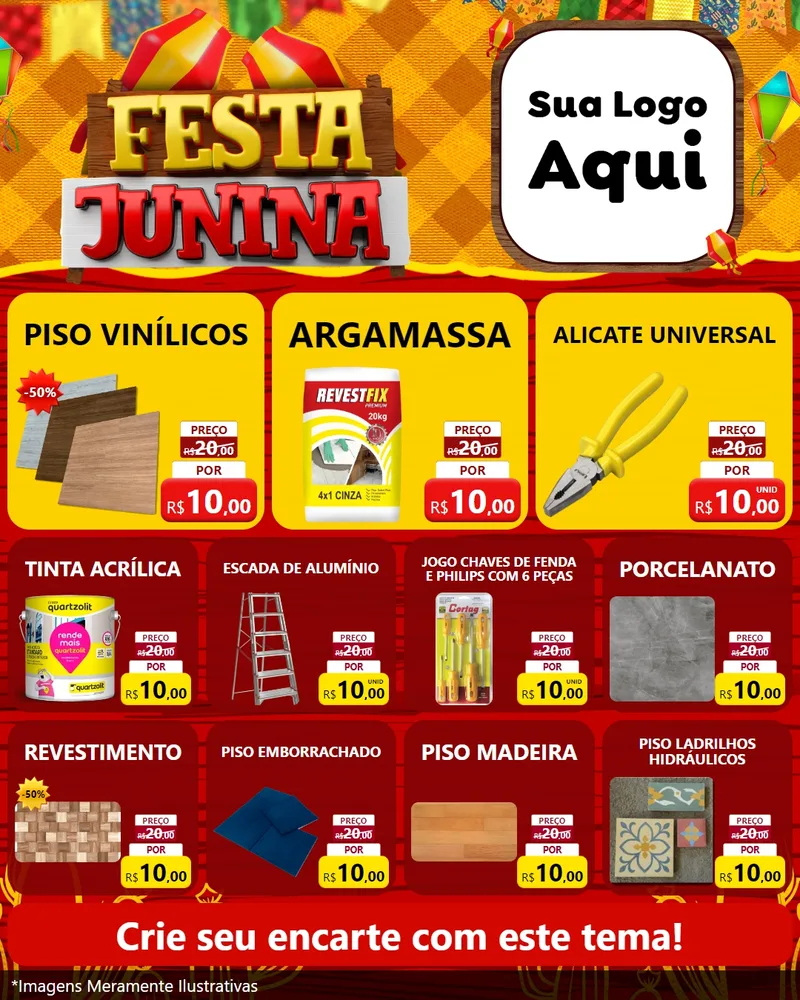 Modelo de Rede Social para Feed Instagram com o tema Festa Junina para Material para Construção