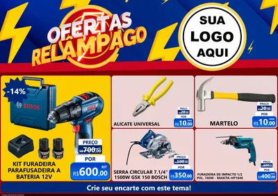 Modelo de Encarte para Encarte A4 Horizontal com o tema Ofertas Relâmpago para Maquinas e Ferramentas