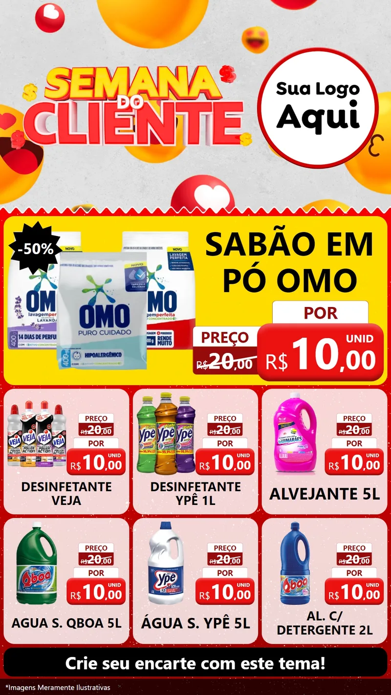 Modelo de Rede Social para Stories com o tema Semana do Cliente para Produtos de Limpeza