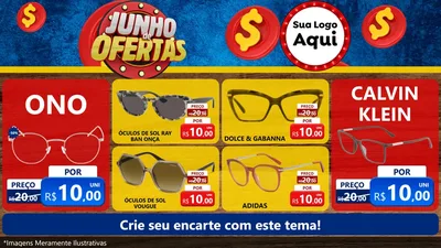 Modelo de TV para TV Horizontal com o tema Junho de Ofertas para Óticas