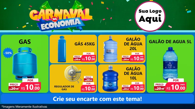 Modelo de TV para TV Horizontal com o tema Carnaval da Economia para Água e gás