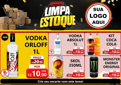 Modelo de Encarte para Encarte A4 Horizontal com o tema Operação Limpa Estoque para Distribuidora de bebidas