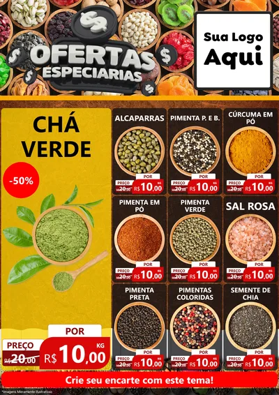 Modelo de Encarte para Encarte A4 Vertical com o tema Ofertas Especiarias para Produtos Naturais