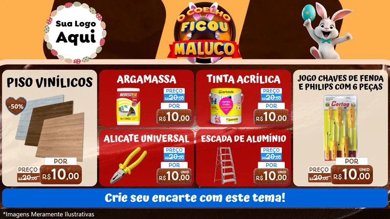 Modelo de TV para TV Horizontal com o tema O Coelho Ficou Maluco - Páscoa para Material para Construção