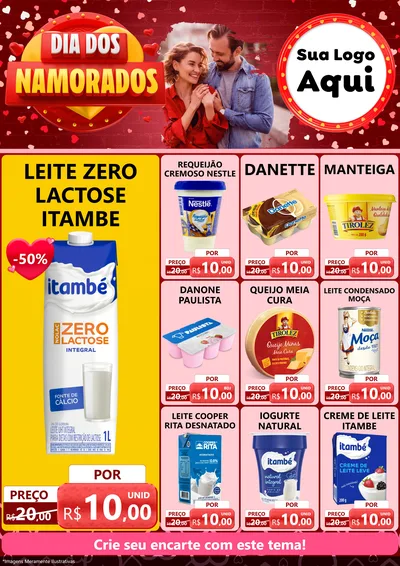 Modelo de Encarte para Encarte A4 Vertical com o tema Dia Dos Namorados para Frios e Laticínios
