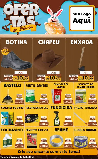 Modelo de Encarte para Encarte Grande com o tema Ofertas de Páscoa para Agropecuária