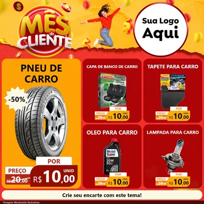 Modelo de Rede Social para Feed Facebook com o tema Mês do Cliente para Auto peças