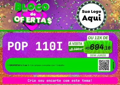 Modelo de Cartaz para Cartaz A4 Horizontal com o tema Bloco de Ofertas para Concessionaria de Motos