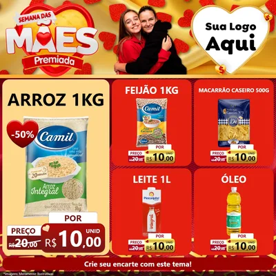 Modelo de Rede Social para Feed Facebook com o tema Semana das Mães Premiada para Supermercado