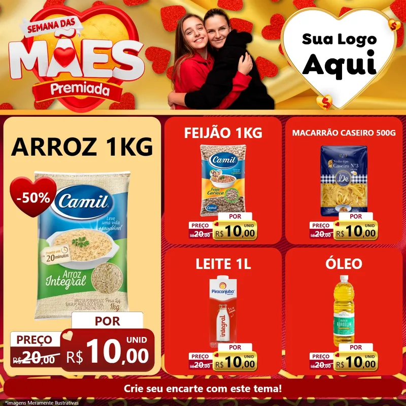 Modelo de Rede Social para Feed Facebook com o tema Semana das Mães Premiada para Supermercado
