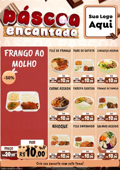 Modelo de Encarte para Encarte A4 Vertical com o tema Páscoa Encantada para Restaurante