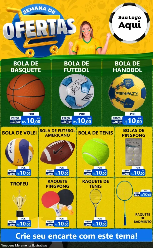 Modelo de Encarte para Encarte Grande com o tema Semana de Ofertas - Copa para Artigos Esportivos
