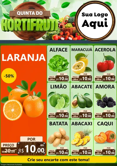 Modelo de Encarte para Encarte A4 Vertical com o tema Quinta do Hortifruti para Hortifrúti