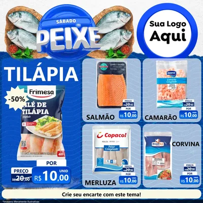 Modelo de Rede Social para Feed Facebook com o tema Sábado do Peixe para Peixaria