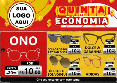 Modelo de Encarte para Encarte A4 Horizontal com o tema Quinta da Economia para Óticas