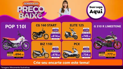 Modelo de TV para TV Horizontal com o tema Semana do Preço Baixo para Concessionaria de Motos