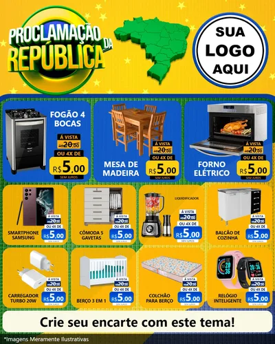Modelo de Rede Social para Feed Instagram com o tema Proclamação da República para Móveis e Eletro