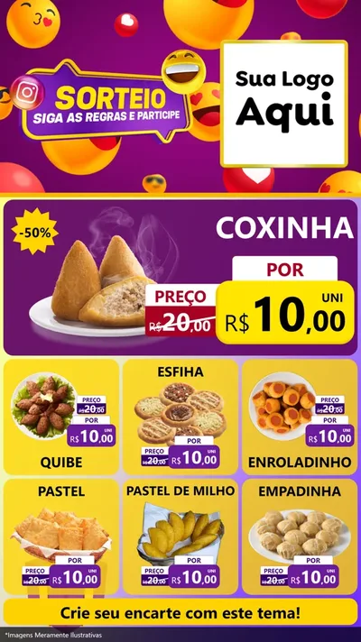 Modelo de Rede Social para Stories com o tema Sorteio para Salgadaria